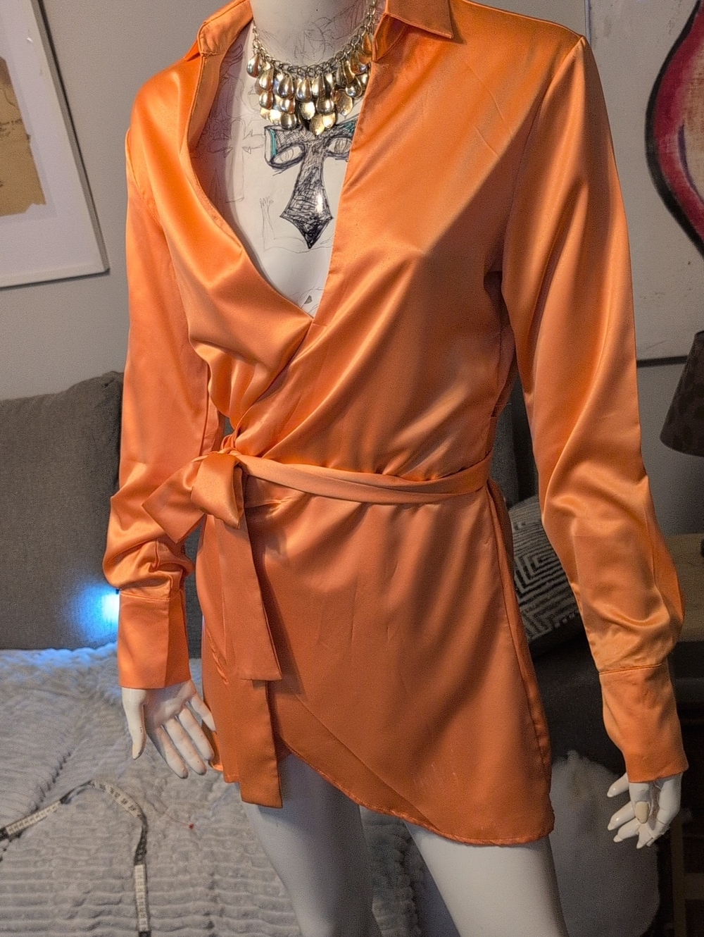Finesse Orange Satin Top
